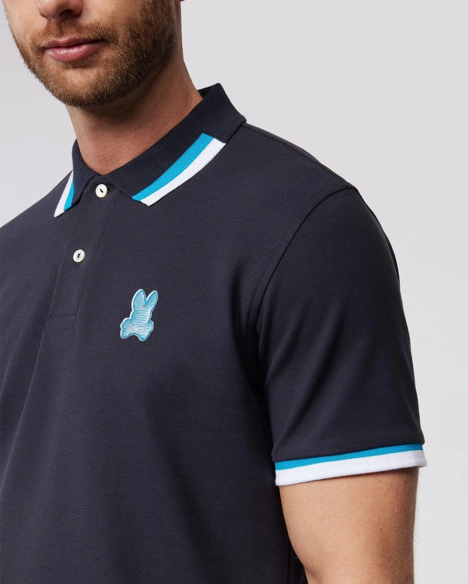 Polo Psycho Bunny Pisano Pique Fashion - Azul marino - tiendadicons.com