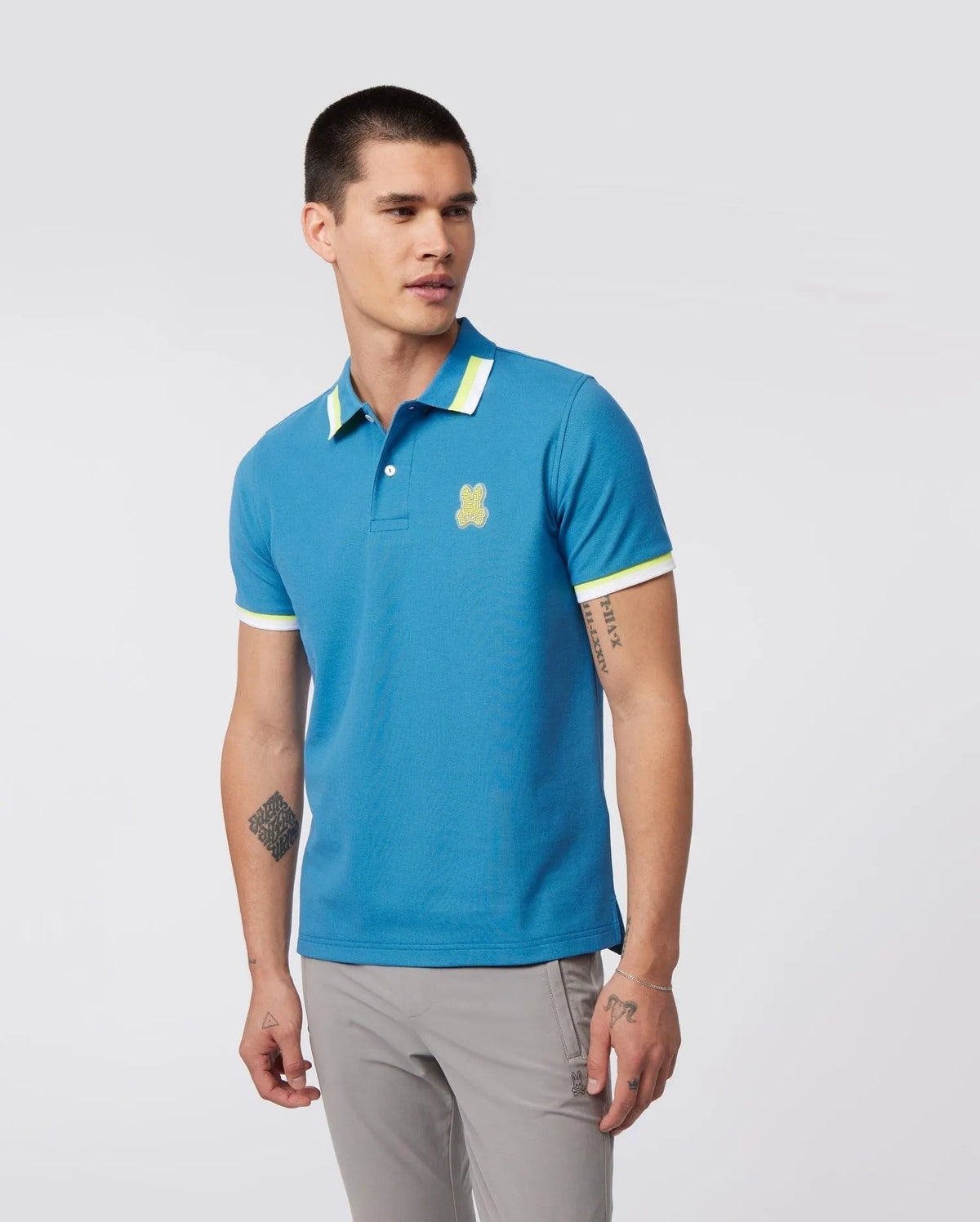 Polo Psycho Bunny Pisano Pique Fashion - Azul - tiendadicons.com