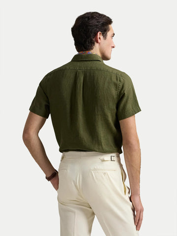 Camisa En Lino POLO Ralph Lauren Manga Corta Custom Fit