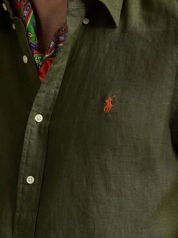 Camisa En Lino POLO Ralph Lauren Manga Corta Custom Fit