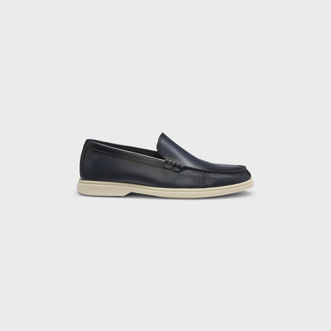 Mocasines BOSS de piel con logotipo en relieve Azul Marino