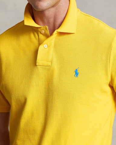 Polo Shirt POLO Ralph Lauren Crema The Iconic Mesh Custom Slim Fit