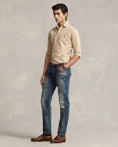 Camisa POLO Ralph Lauren Manga Larga Oxford Garment Dye Custom Fit