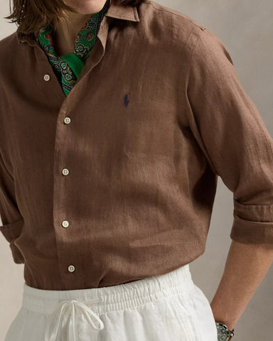 Camisa En Lino POLO Ralph Lauren Manga Larga Custom Fit