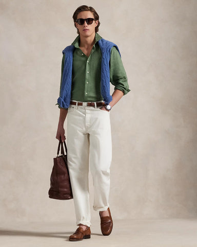 Camisa En Lino POLO Ralph Lauren Manga Larga Custom FiT