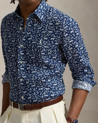 Camisa Print En Lino  POLO Ralph Lauren Manga Larga Custom Fit