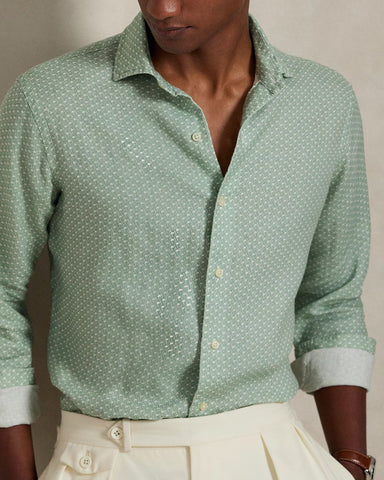 Camisa En Lino Equestrian-Print POLO Ralph Lauren Manga Larga Custom Fit