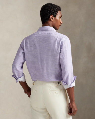 Camisa En Lino Horseshoe-Print POLO Ralph Lauren Manga Larga Custom Fit
