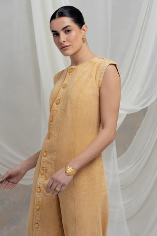 Jumpsuit en Denim con Stretch Sabina y Botones Chapado en Oro 24k