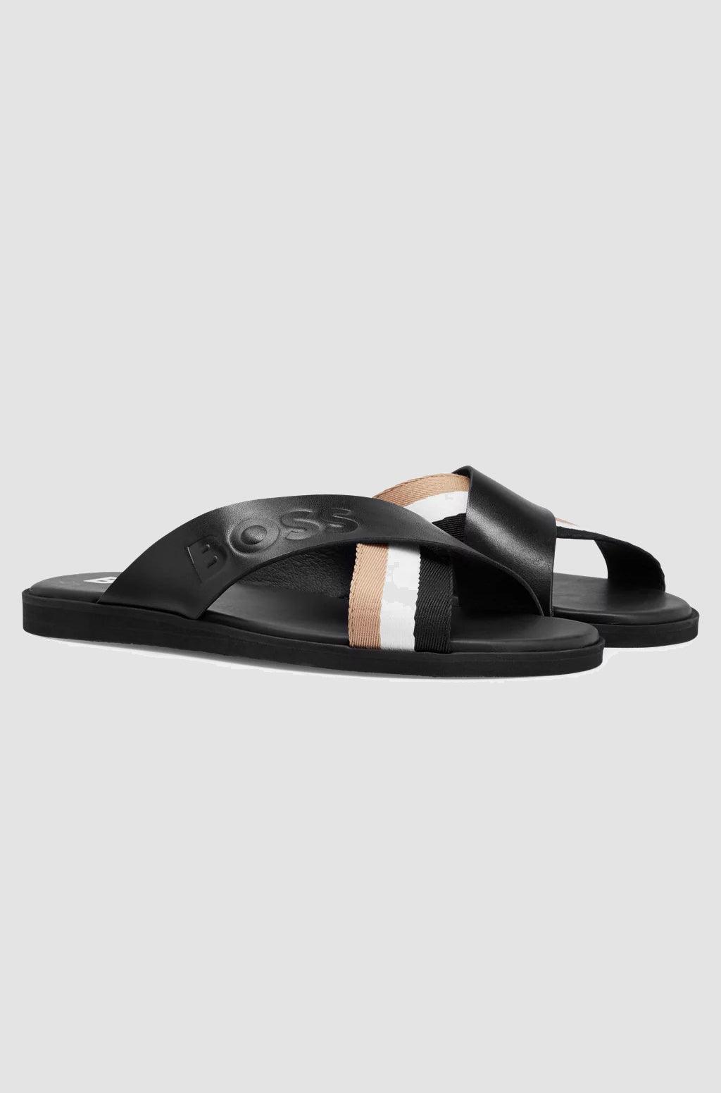 Sandalias Boss Leather Signature Stripe - tiendadicons.com