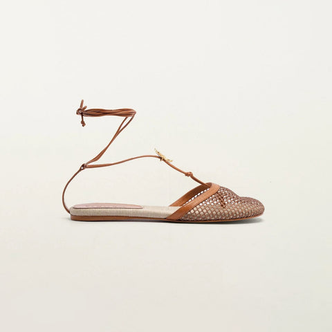 Ballerinas FARM Rio Destalonadas de Malla con Cordones