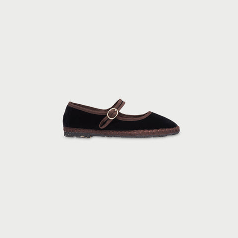 Merceditas Flabelus Sethe de Terciopelo con Ribete en Contraste – Negro – vista 1