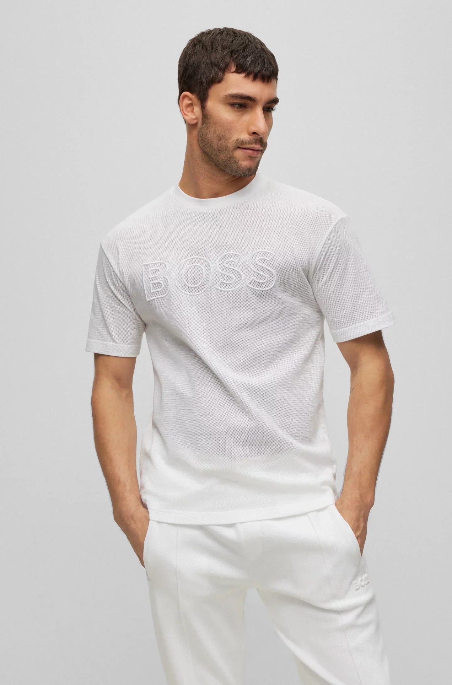 Suéter Boss Warp-Knit Embossed Logo Relaxed Fit - tiendadicons.com