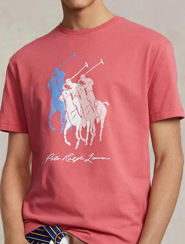 T-Shirt Custom  Fit Con Pony Grande Impreso en el Centro