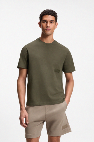 T-shirt BOSS TS_Structure Relaxed Fit de Algodón – Verde Oliva