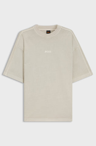 T-shirt BOSS Te_Tile Relaxed Fit de Algodón – Beige Claro
