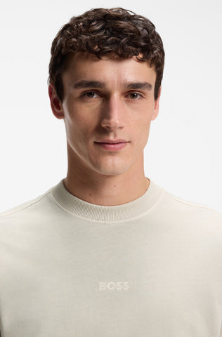 T-shirt BOSS Te_Tile Relaxed Fit de Algodón – Beige Claro