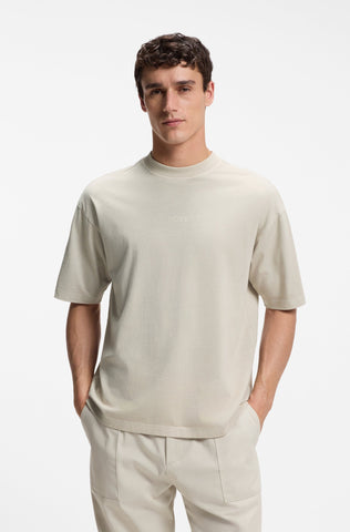 T-shirt BOSS Te_Tile Relaxed Fit de Algodón – Beige Claro