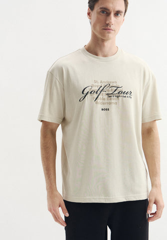 T-shirt BOSS TS_Network GRX Relaxed Fit de Algodón con Gráfico – Beige