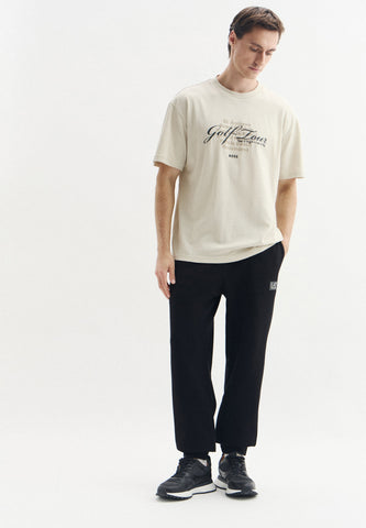 T-shirt BOSS TS_Network GRX Relaxed Fit de Algodón con Gráfico – Beige