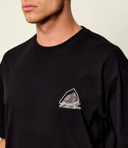 T-shirt BOSS Te_Frame Relaxed Fit de Algodón con Gráfico – Negro