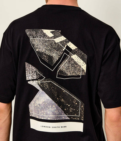 T-shirt BOSS Te_Frame Relaxed Fit de Algodón con Gráfico – Negro