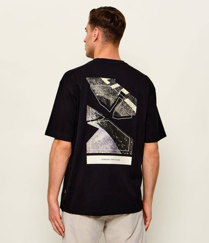 T-shirt BOSS Te_Frame Relaxed Fit de Algodón con Gráfico – Negro