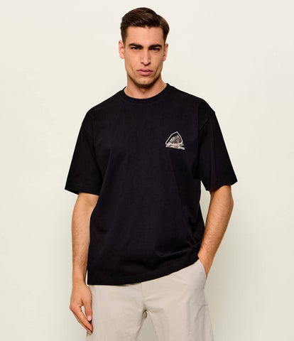 T-shirt BOSS Te_Frame Relaxed Fit de Algodón con Gráfico – Negro