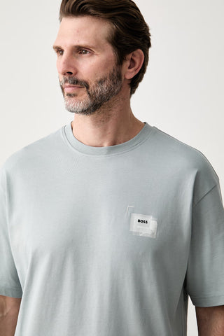T-shirt BOSS Te_Frame Relaxed Fit de Algodón con Gráfico – Gris
