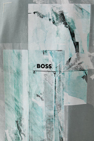 T-shirt BOSS Te_Frame Relaxed Fit de Algodón con Gráfico – Gris