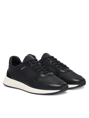 Tenis BOSS Titanium Runn de Piel y Malla – Negro
