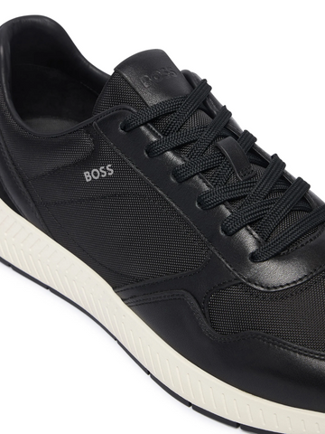 Tenis BOSS Titanium Runn de Piel y Malla – Negro