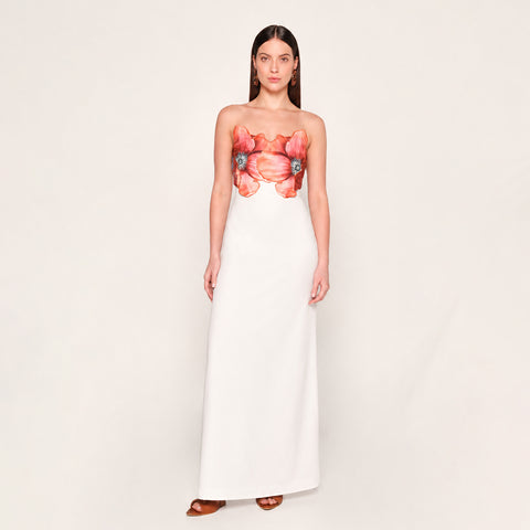 Vestido Simona Maxi Polka Leonor Blanco 100% Poliéster